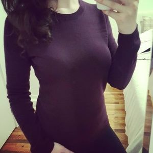Maroon Merino Extra Fine Wool Crewneck Sweater